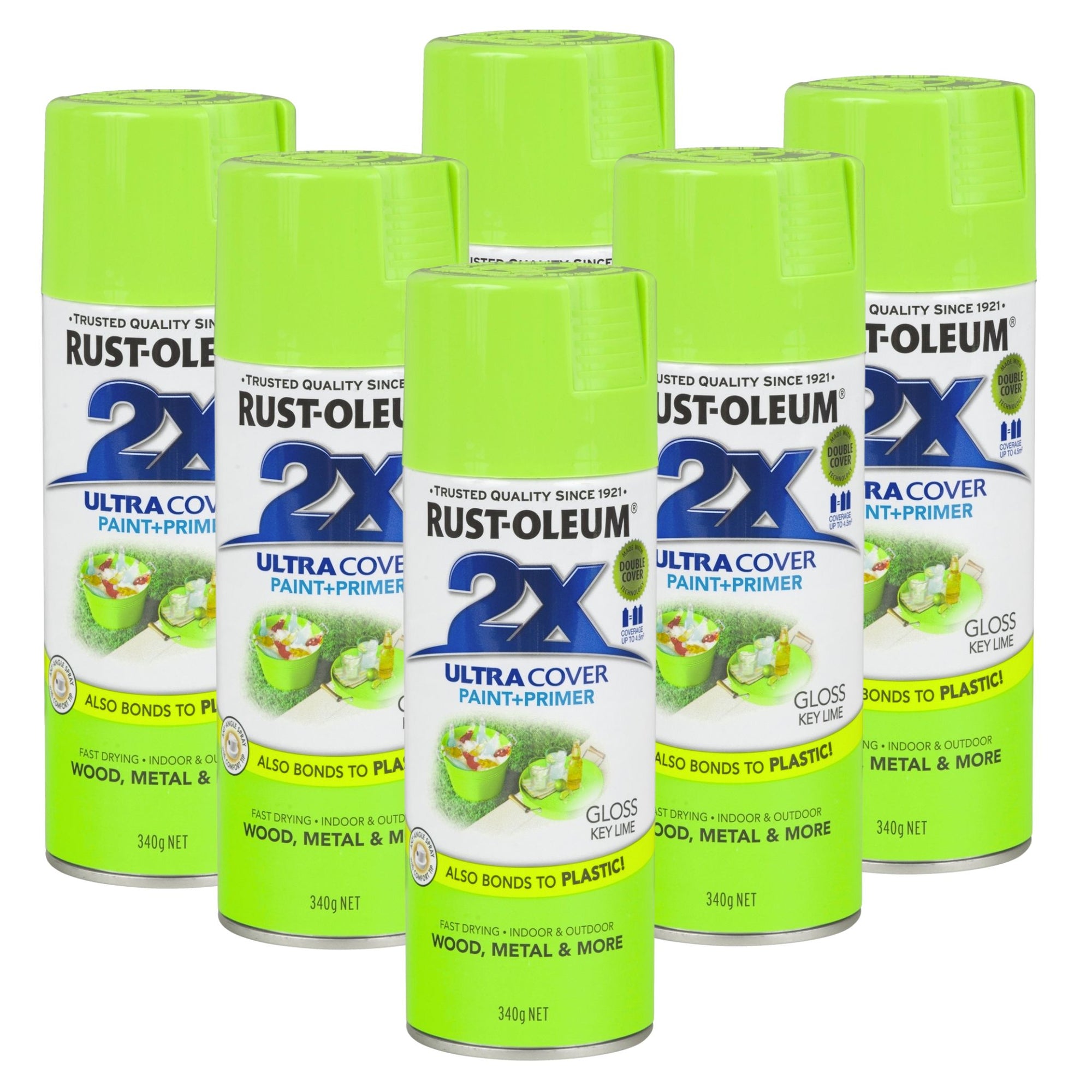 Rust-Oleum 276268 2x Ultra Cover 340g Gloss Key Lime 6 Cans - South East Clearance Centre