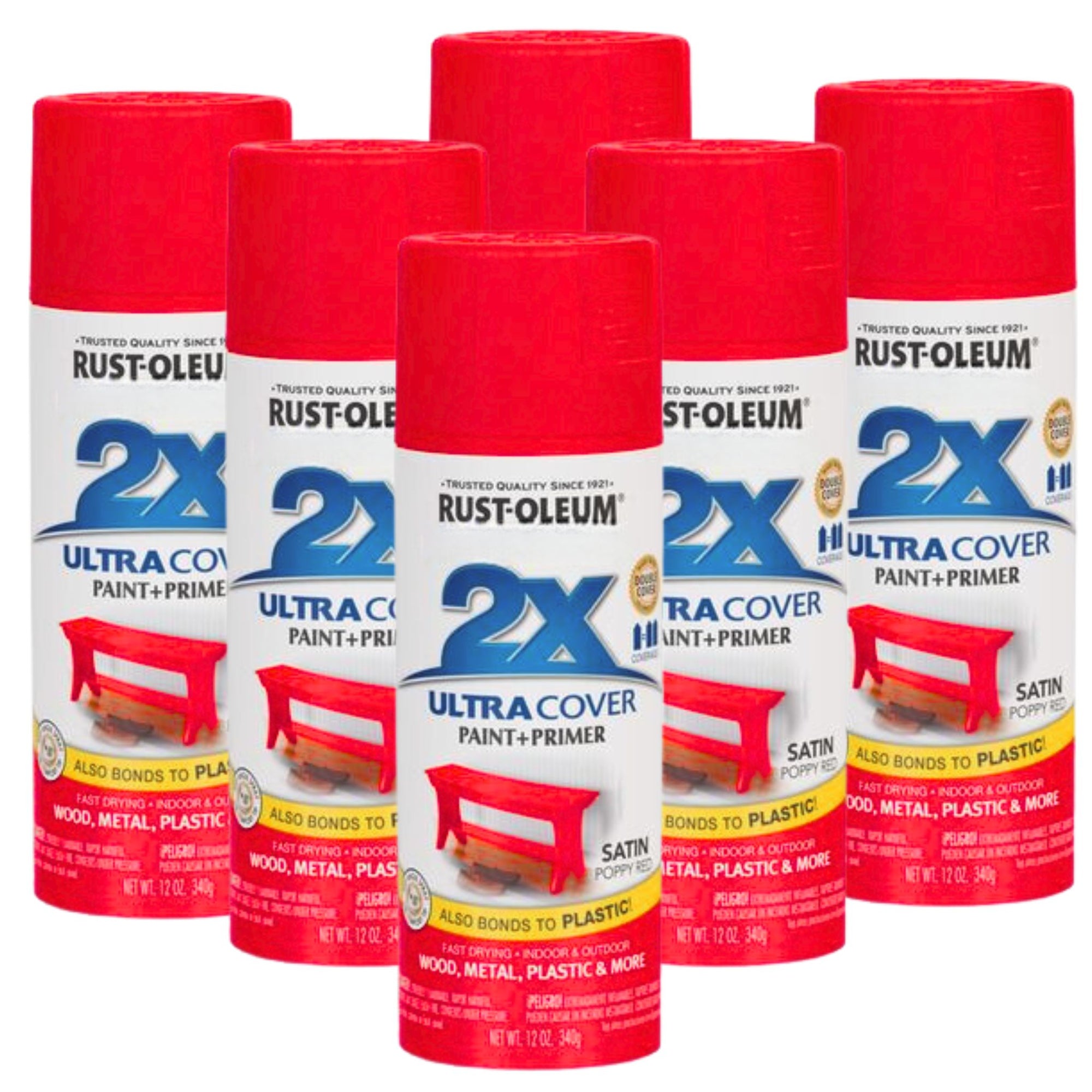 RUSTOLEUM 2X SATIN POPPY RED ULTRACOVER Paint & Primer 286844 - South East Clearance Centre