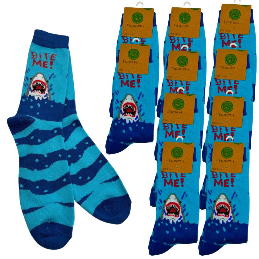 Bite Me Dress Novelty Shark Socks, Size 11-14 - South East Clearance Centre
