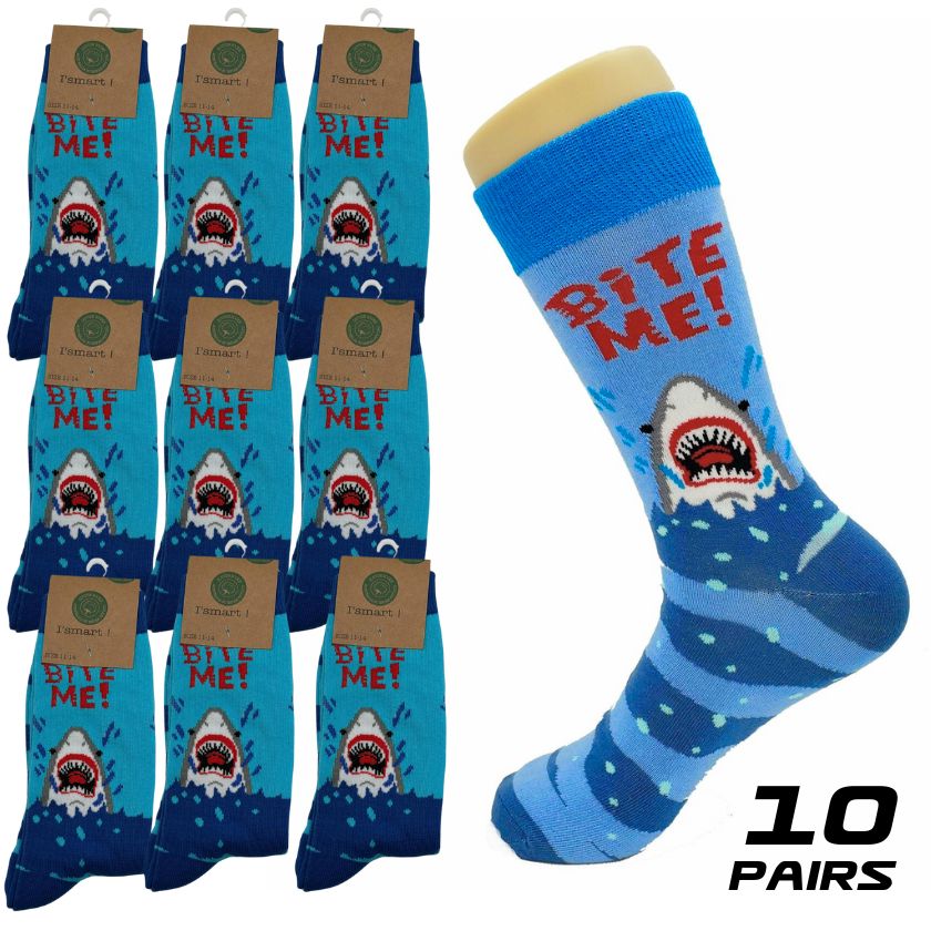 Bite Me Dress Novelty Shark Socks, Size 11-14 - South East Clearance Centre