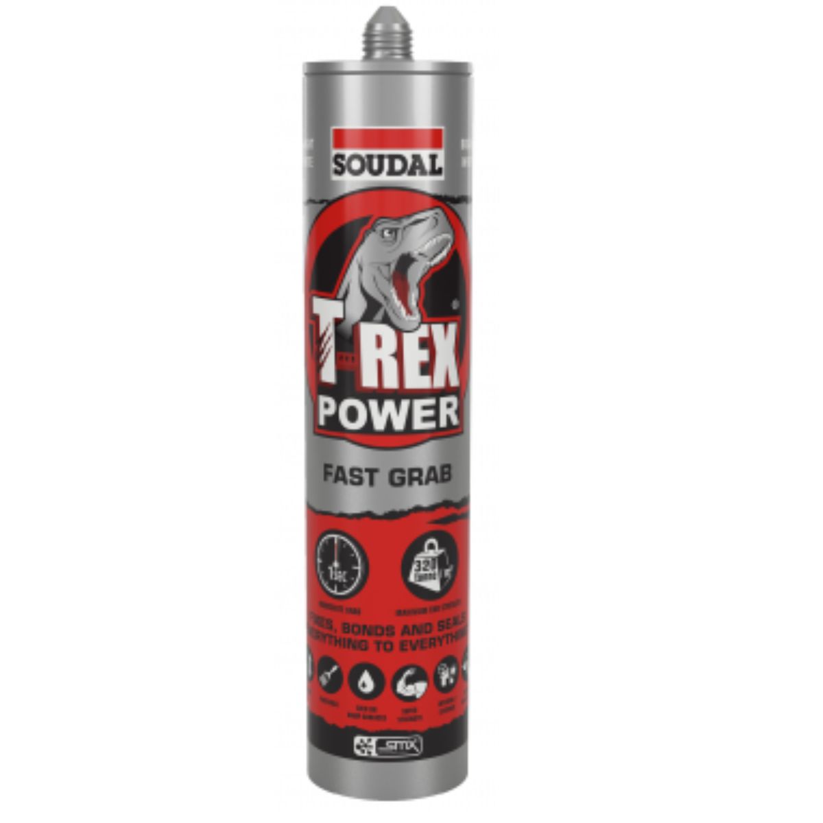 Soudal 121968 T-Rex Power Fast Grab 290ml SMX® Polymer Sealant Adhesive Bright White One Box (12 Pack) 101753×12 - South East Clearance Centre