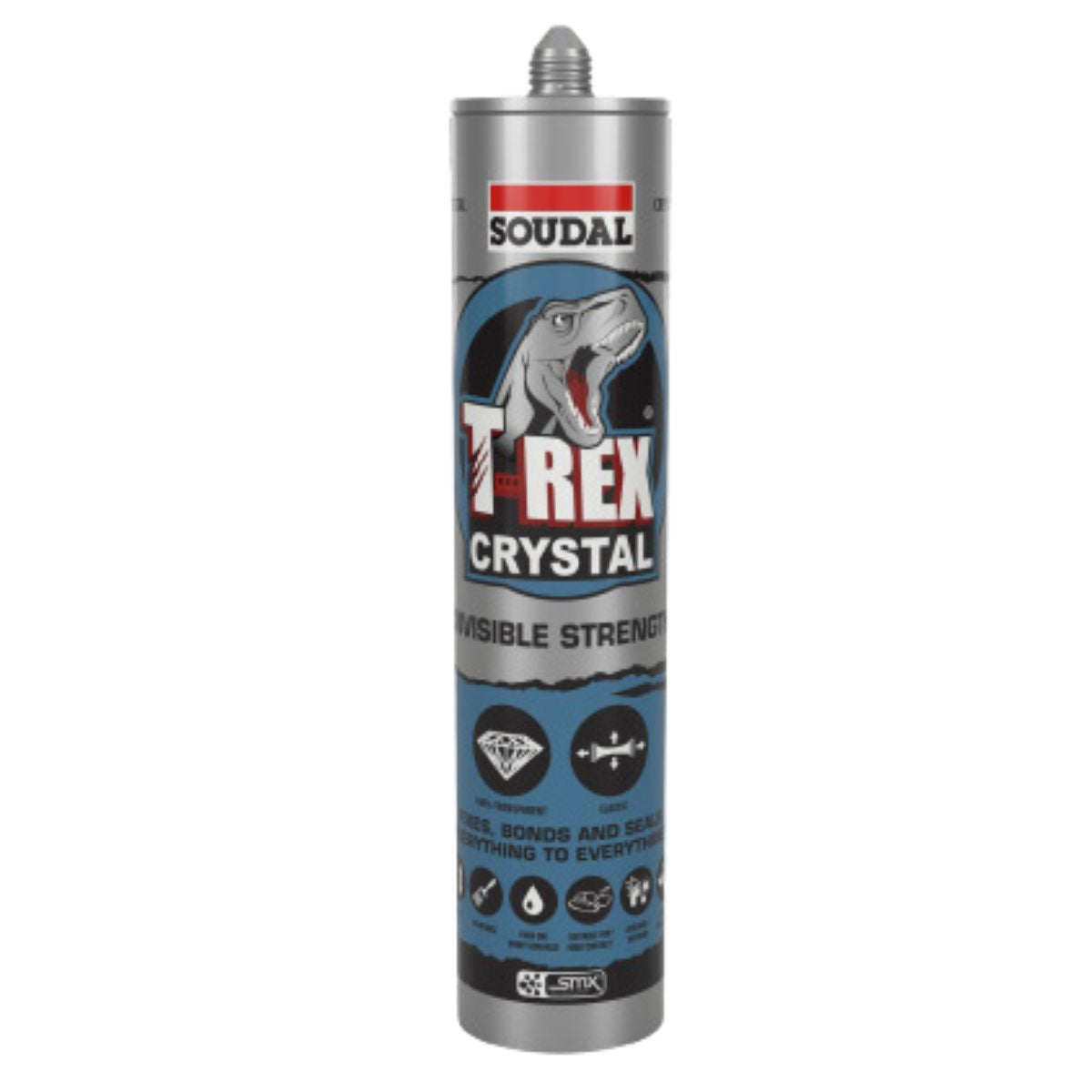 Soudal 121969 T-Rex Power 290ml SMX® Polymer Sealant Adhesive Clear Crystal (Box of 12) - South East Clearance Centre