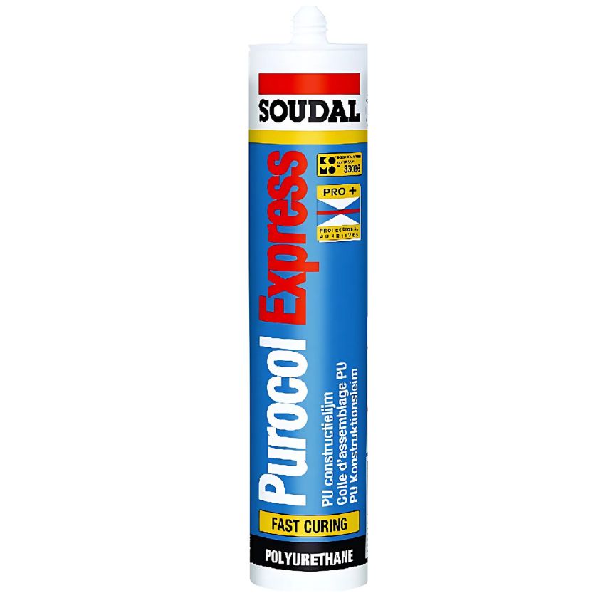 Soudal Purocol Express PU Construction Adhesive Clear Translucent 310ml 112524 - South East Clearance Centre