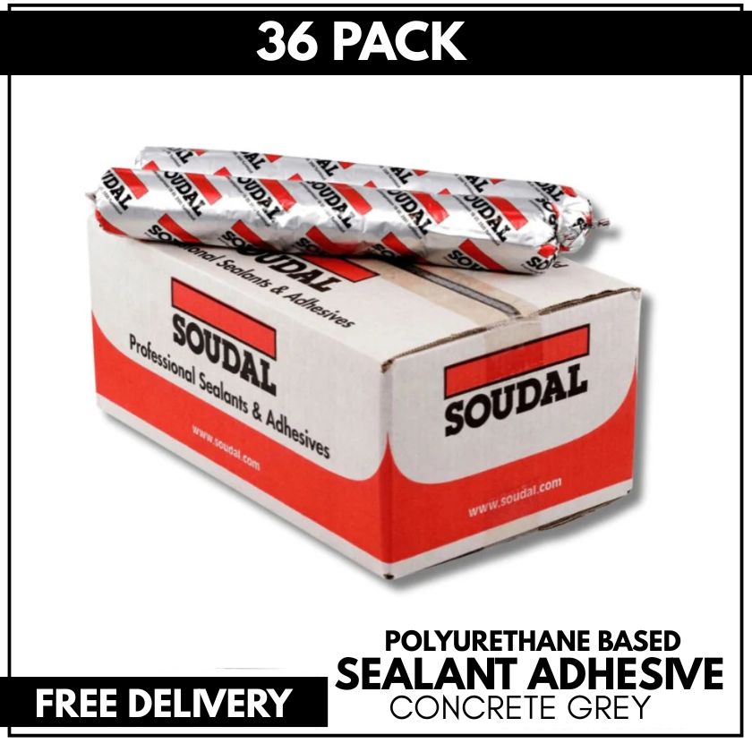 (12 Pack) - Soudal Soudaflex 42FX Construction Polyurethane Joint & Adhesive Sealant- Concrete Grey 600ml - South East Clearance Centre