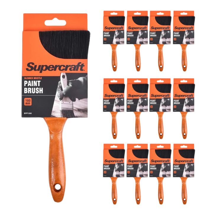 Supercraft SPP1350 Paint Brush 100mm Wood Handle (12 Pack) - South East Clearance Centre