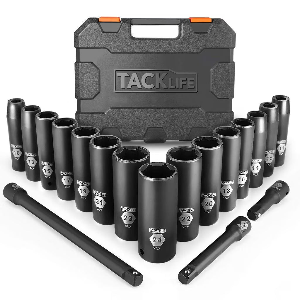 18 Piece 1/2" Drive Deep Impact Socket Set Metric 6 Point 10–24mm Cr-V Steel - South East Clearance Centre