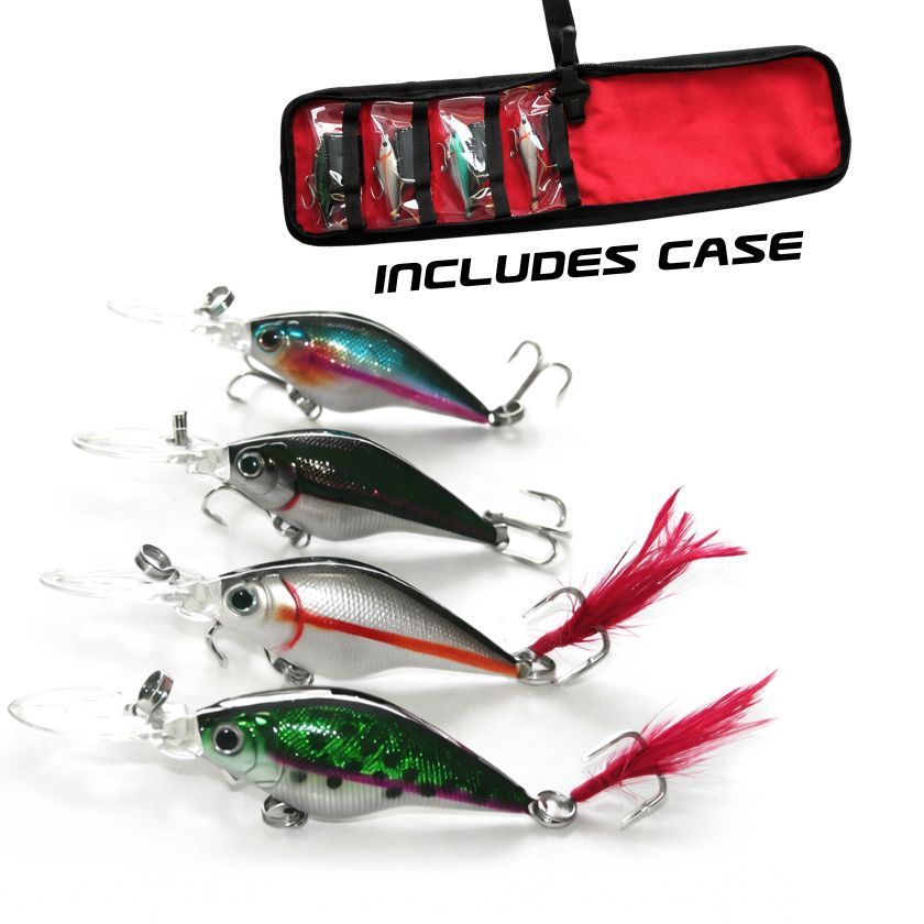Kamikaze Snoopy C Hard Body Lures – 4 Piece Set with Lure Bag - South East Clearance Centre
