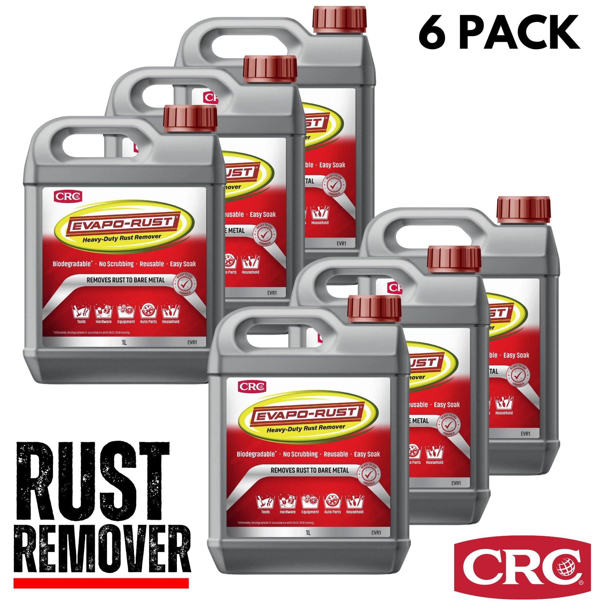CRC Evapo-Rust Heavy Duty Rust Remover ready to use 1L | EVR1 (6 PACK) - South East Clearance Centre