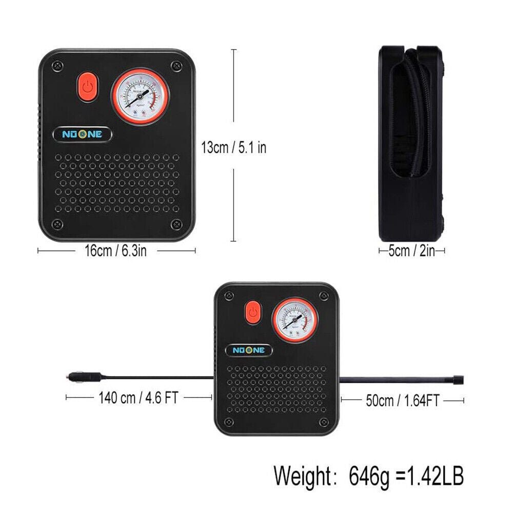 1.9M Air Compressor Tire Inflator 12V Portable Car Tire Inflator Pump 60W - South East Clearance Centre