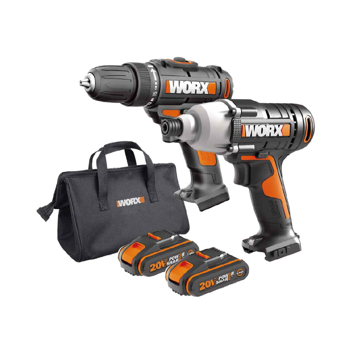 WORX 20V Drill Driver + Impact Driver Combo | 2x 2Ah POWERSHARE Kit | WX915 - South East Clearance Centre