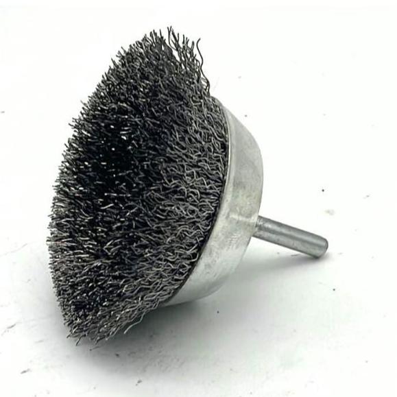 (3 Pack) Crimp Wire Spindle Mounted Cup Brush (75mm) - South East Clearance Centre