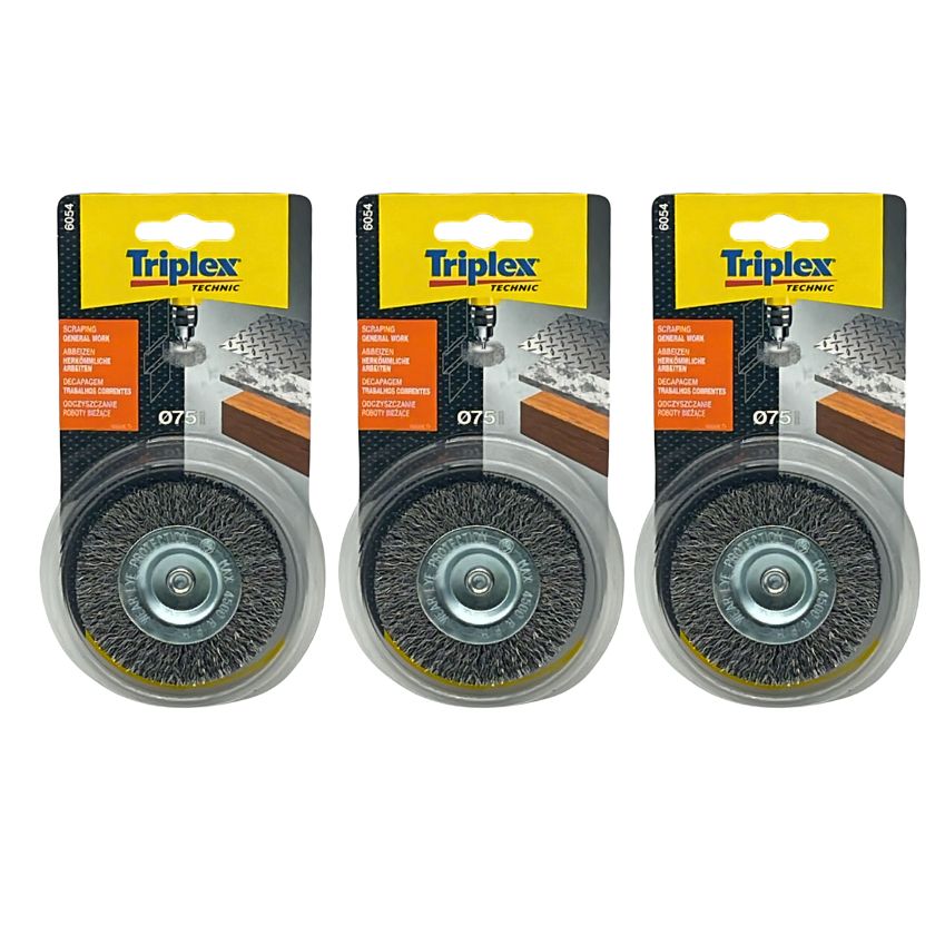 Triplex Technic Crimp Rigid Wire Wheel 75mm diameter (3 Pack) - South East Clearance Centre