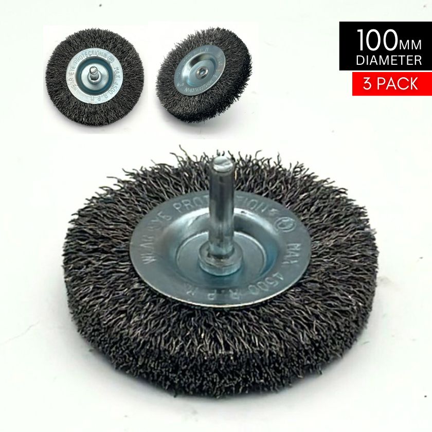 (3 Pack) Triplex Technic Crimp Rigid Wire Wheel 100mm diameter - South East Clearance Centre