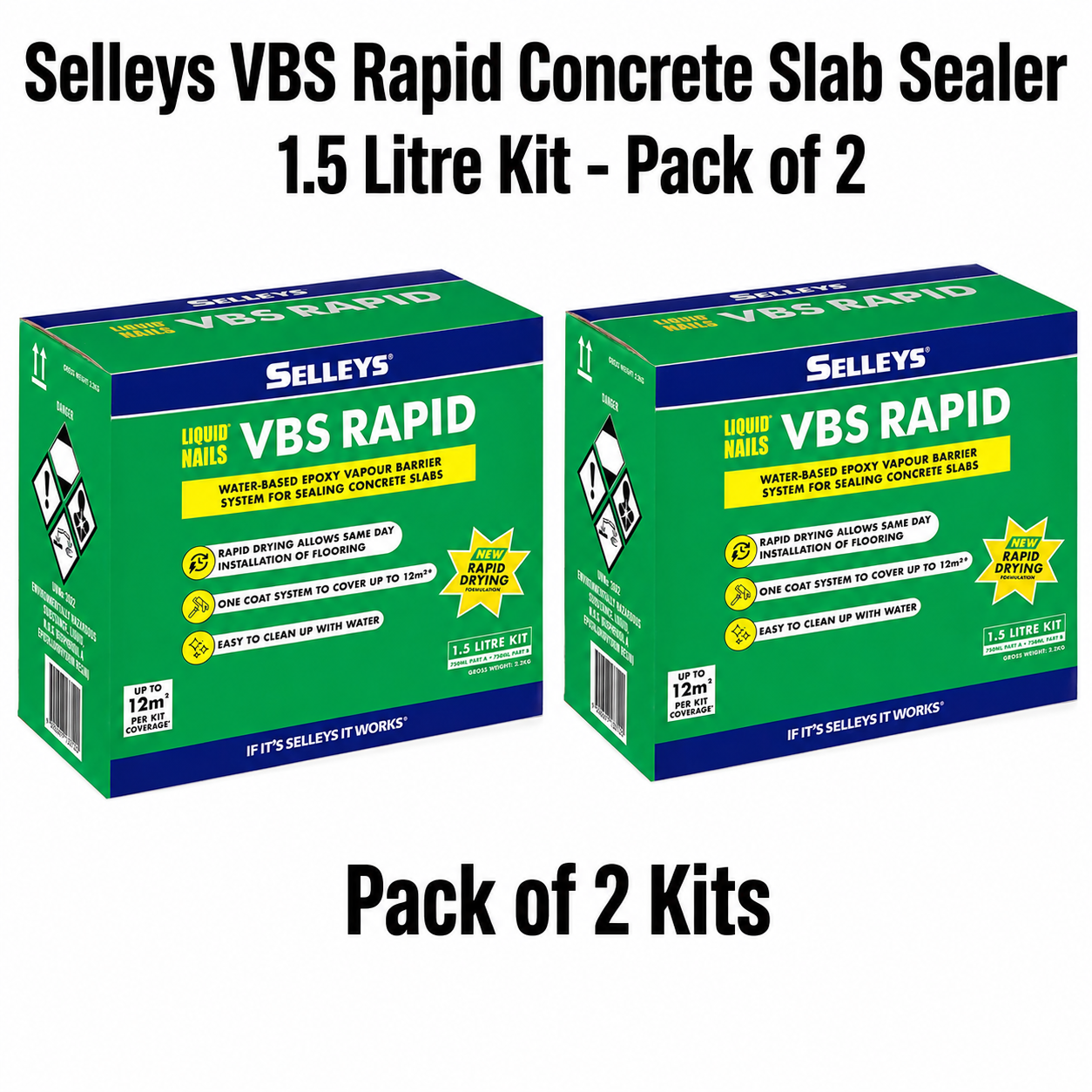 Selleys Liquid Nails VBS Rapid 1.5L Kit – Pack of 2 (Total 3L)