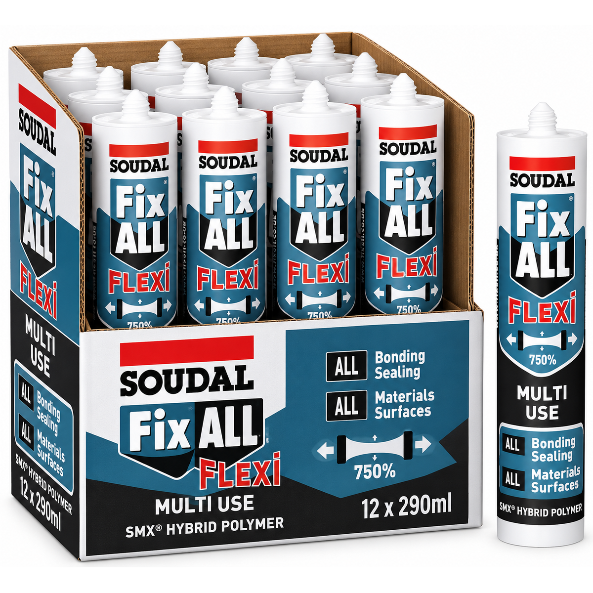 Soudal Fix ALL Flexi (Grey) 290ml – Box of 12 (Past Date)