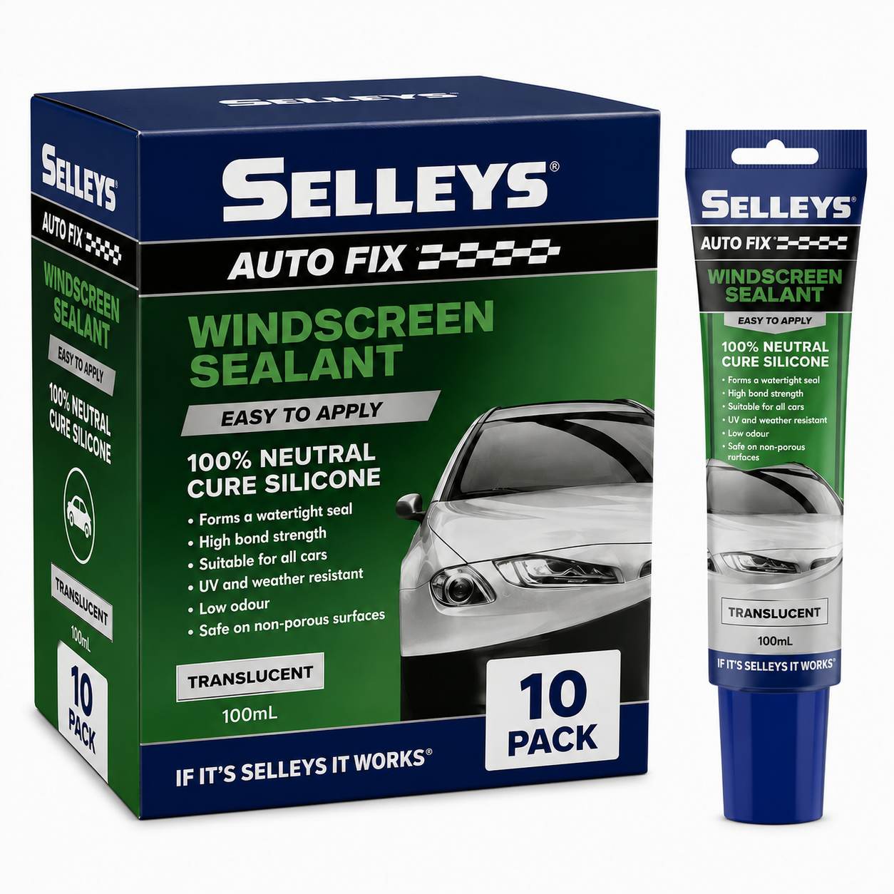 Selleys Auto Fix Windscreen Sealant 100mL – 100% Neutral Cure Silicone | Box of 10