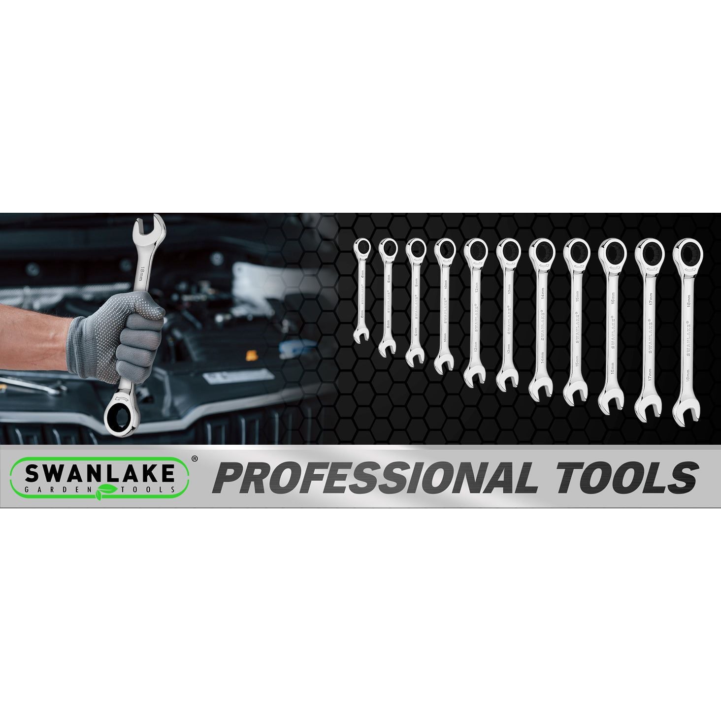 Ratcheting Wrench Set, 11-piece Metric Combination Wrench Set with Pouch CR-V Steel (11PCS METRIC) - South East Clearance Centre