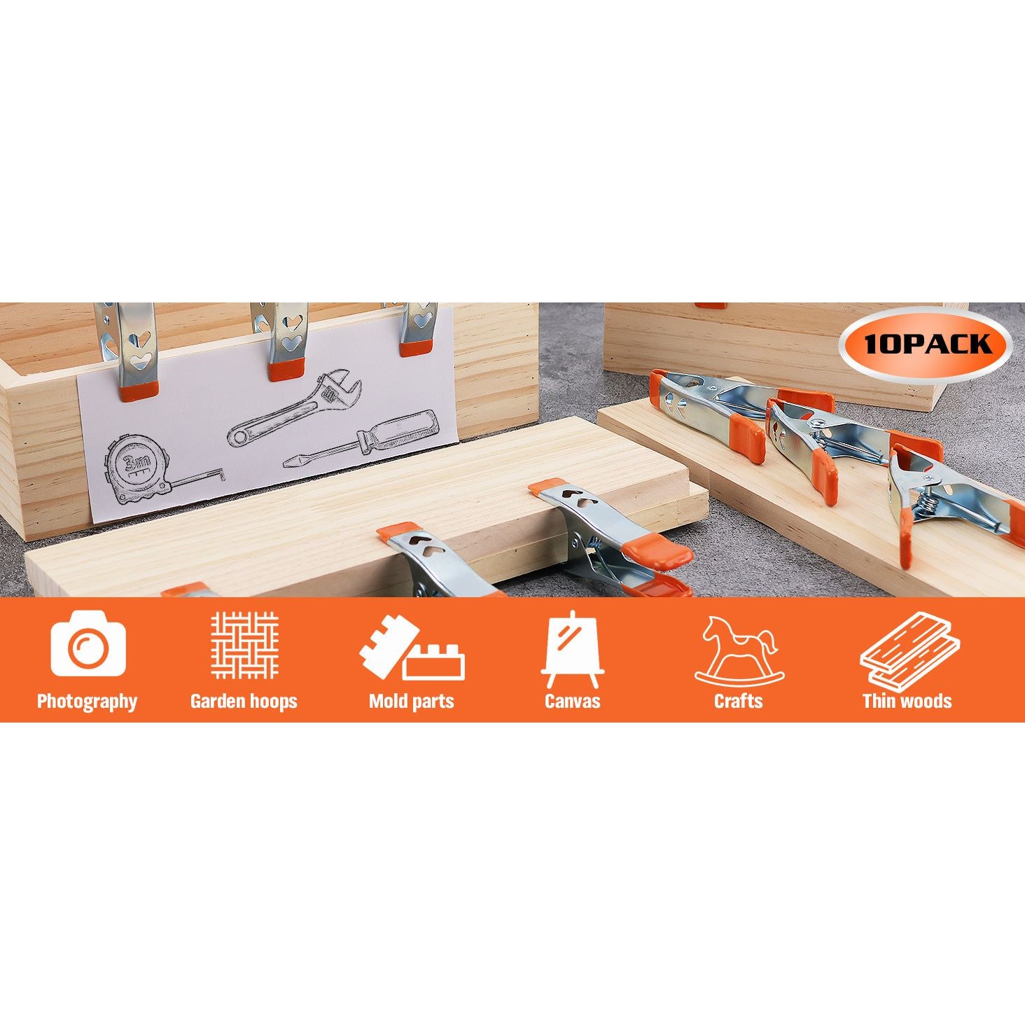 10-Piece 4" inch Spring Clamp, Spring Metal Spring Clamps, 1.5"-inch Jaw opening - South East Clearance Centre