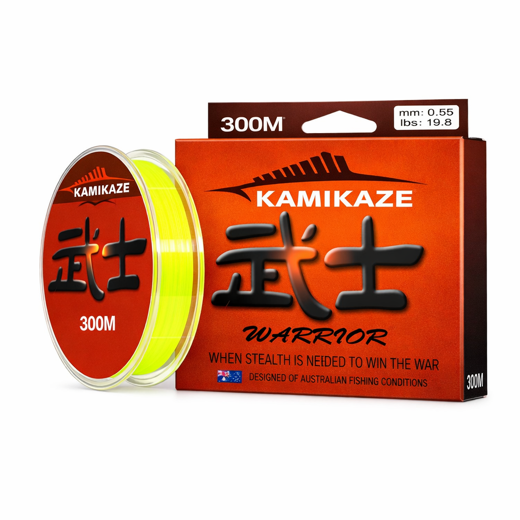Kamikaze WARRIOR Japanese Super Grade Monofilament Fishing Line 300m 42lb YELLOW - South East Clearance Centre