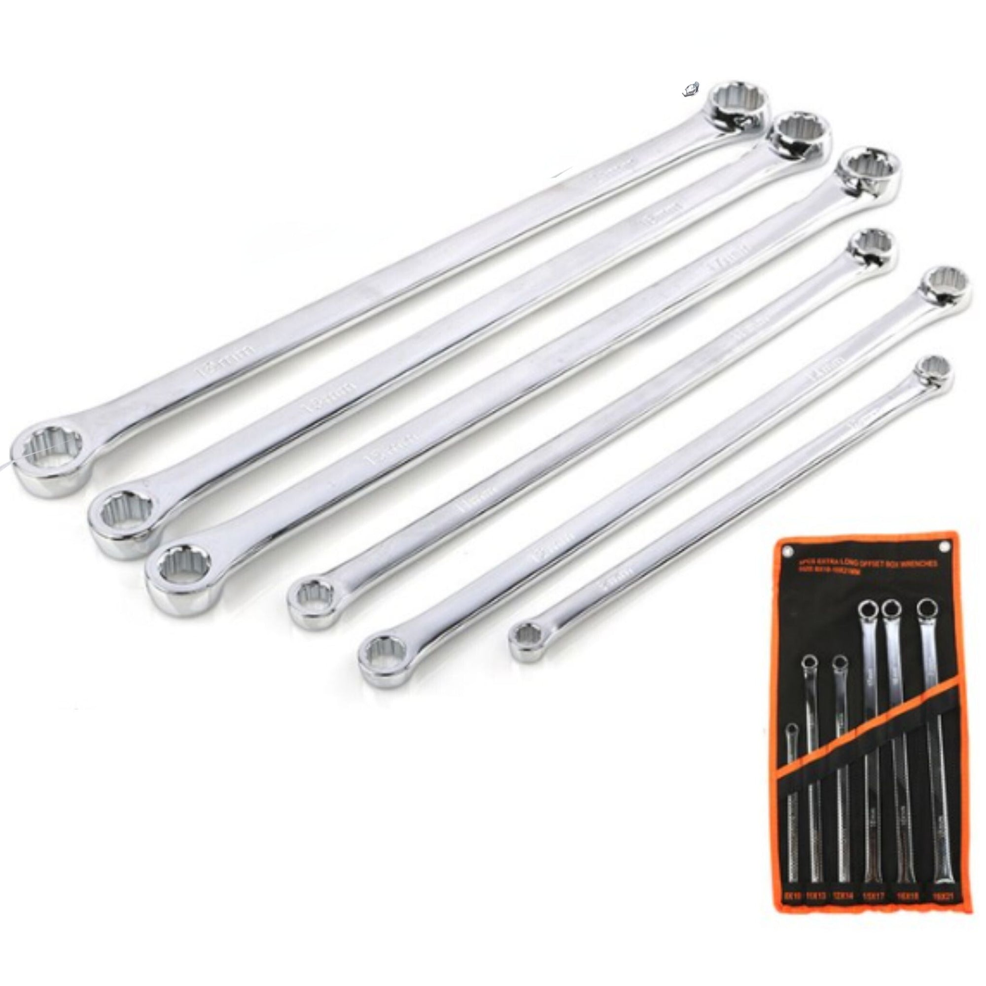6 Piece Extra Long Offset Box Double Ring Spanner Set - (8mm - 21mm) - South East Clearance Centre