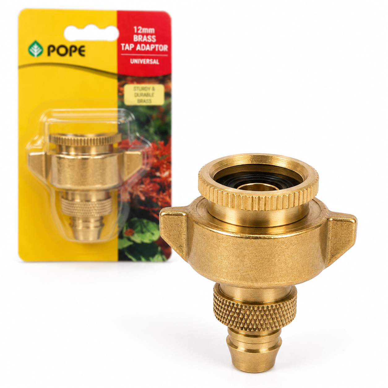 Pope 12mm Brass Tap Adaptor Universal Garden Hose Connector