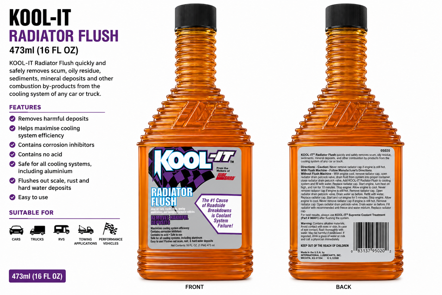 KOOL-IT Radiator Flush 473ml Cooling System Cleaner