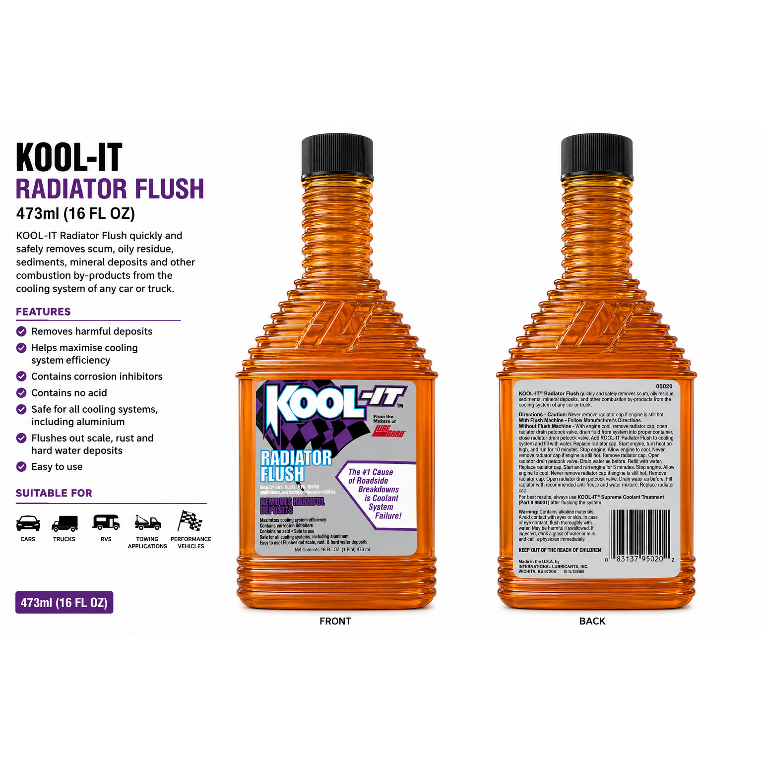 KOOL-IT Radiator Flush 473ml Cooling System Cleaner