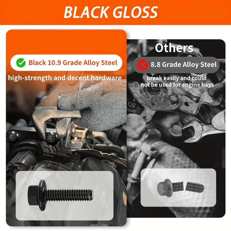 280-Piece Metric Flange Bolt Assortment Kit (M6 / M8 / M10 – 10.9 Grade Black) - South East Clearance Centre