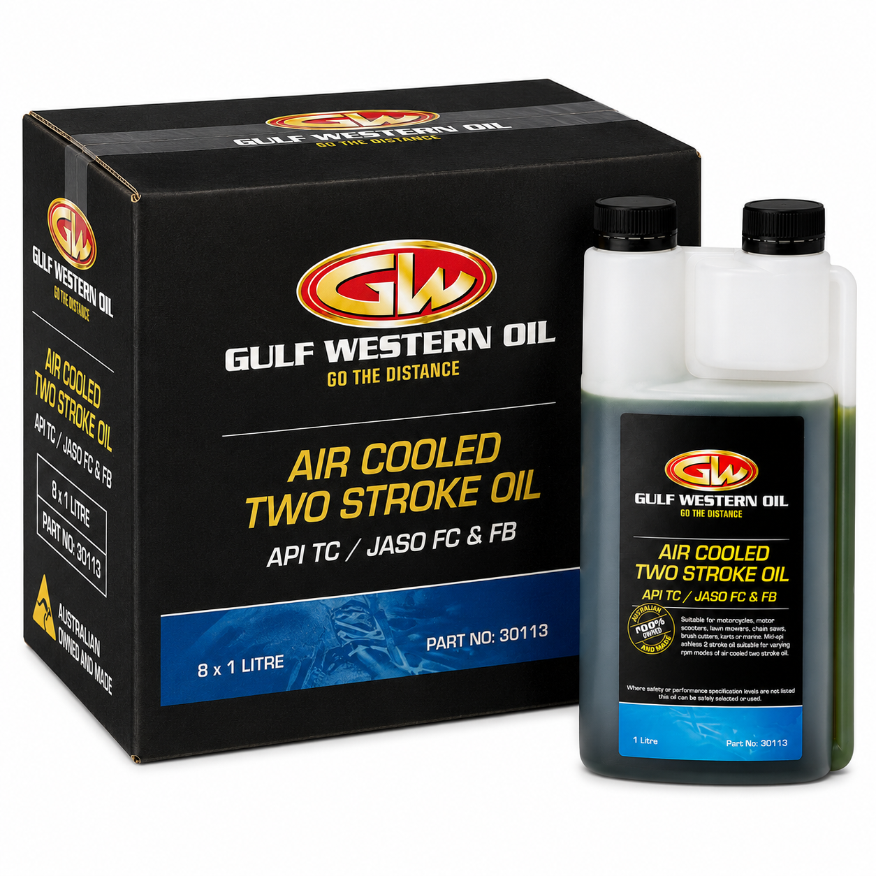 Gulf Western 30183 Air Cooled 2T Two Stroke Oil 1L (Box of 8x 1 Litre Bottles)