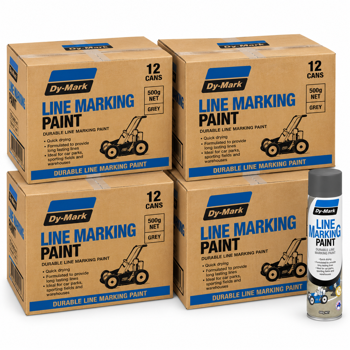 Dy-Mark Line Marking Paint Dark Grey 500g – 48 Cans