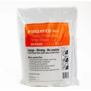 (20 Pack) Plastic Protection Drop Sheet 3.6m x 3.6m – 0.5 Micron Disposable Painting Drop Cloth - South East Clearance Centre