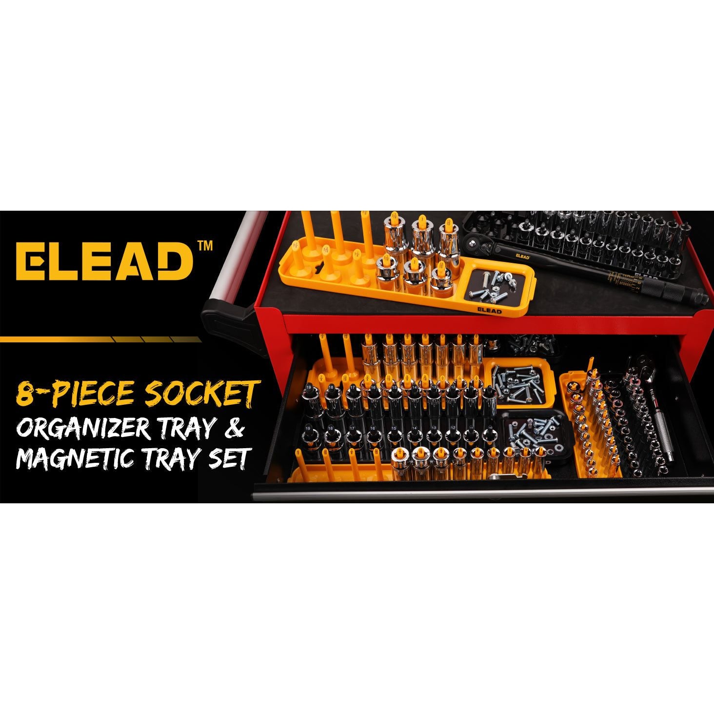 8-Piece Socket Organizer Tray Set | Metric & SAE | Durable ABS Resin | Holds 176 Standard & Deep Sockets | Ideal for Toolboxes Drawers and Mechanics - South East Clearance Centre