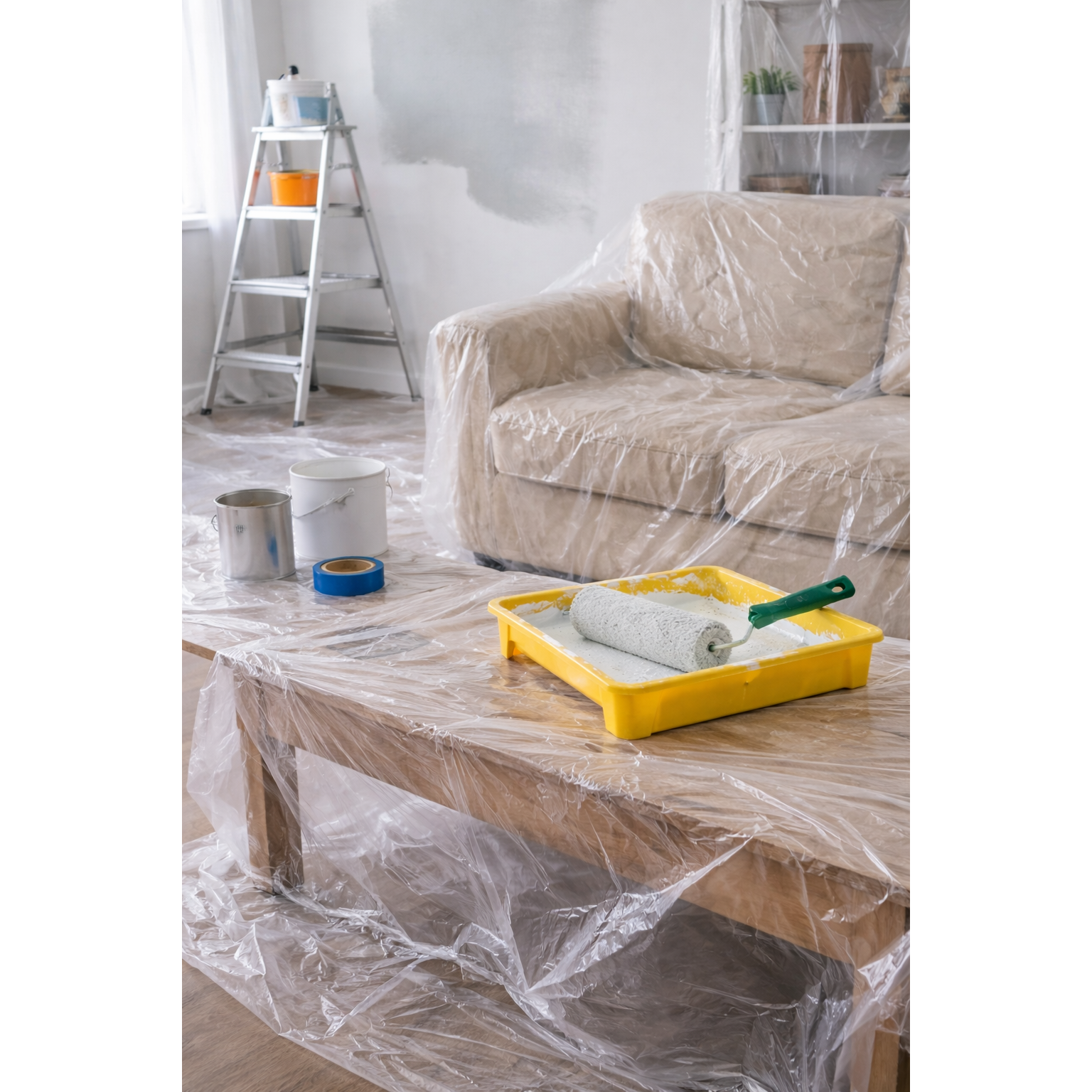 (20 Pack) Plastic Protection Drop Sheet 3.6m x 3.6m – 0.5 Micron Disposable Painting Drop Cloth - South East Clearance Centre