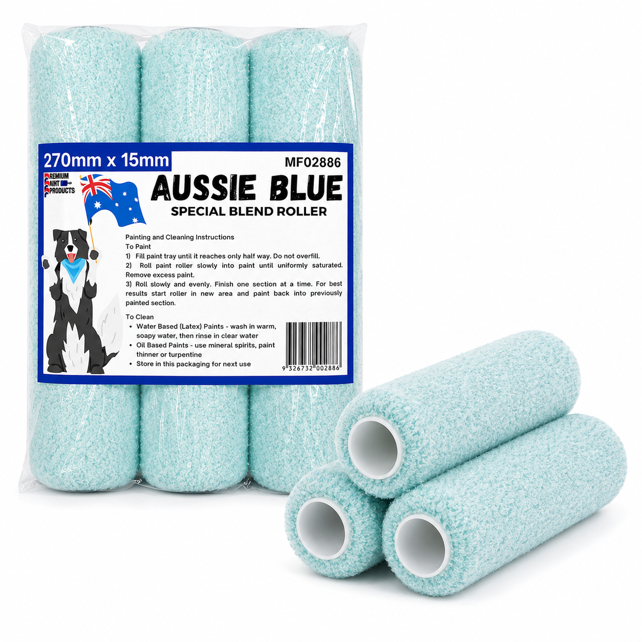 Aussie Blue Special Blend Paint Roller Covers 270 x 15mm – 3 Pack