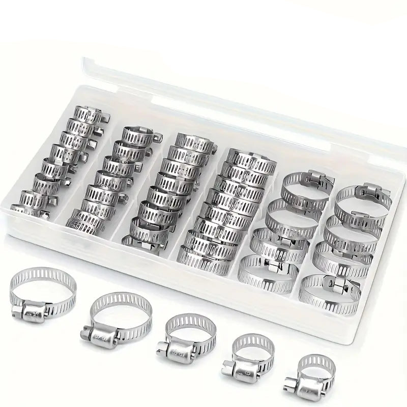 50 Piece Stainless Steel Hose Clamp Assortment Kit - South East Clearance Centre