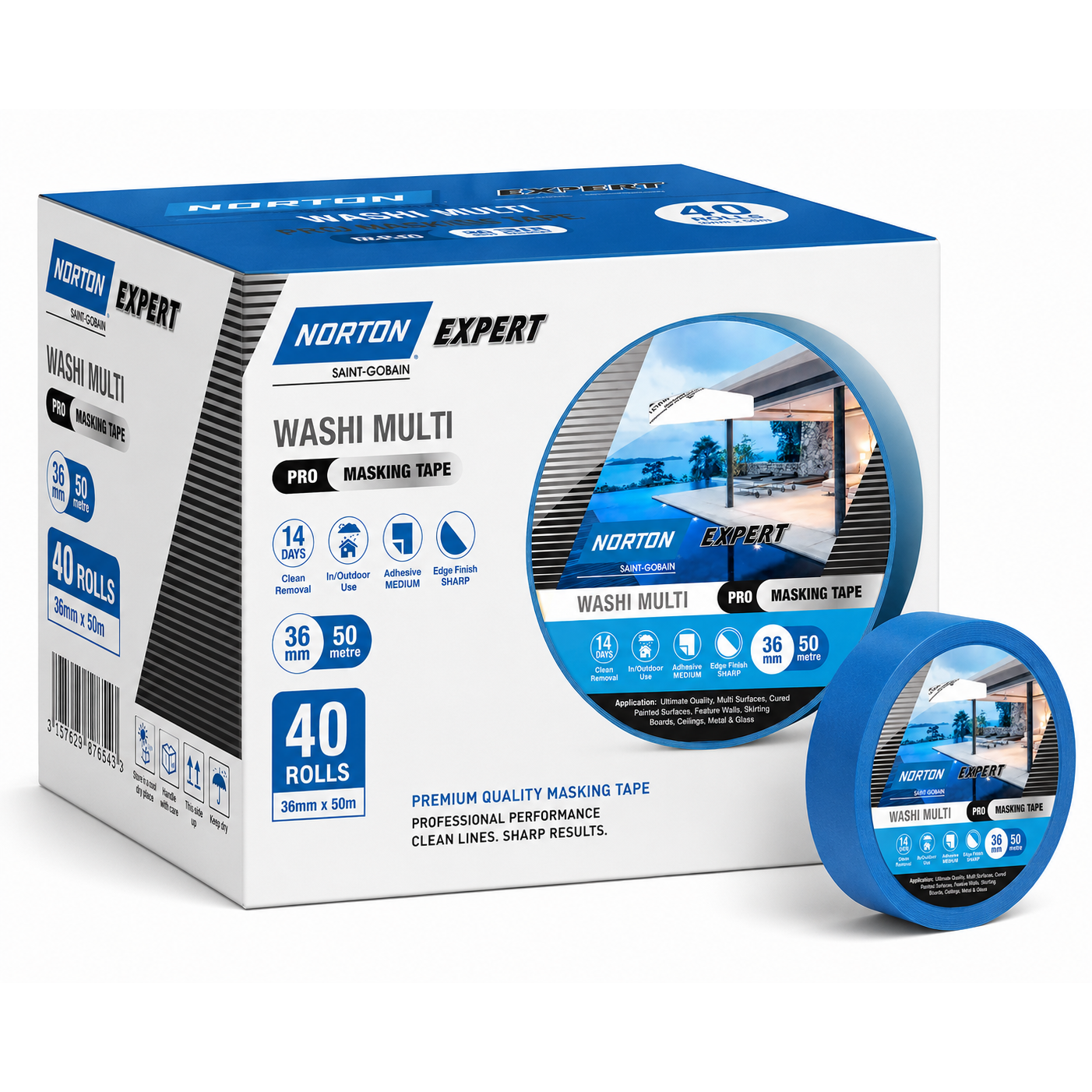 Norton Expert Masking Tape Washi Multi 36mm x 50m (Box of 40)