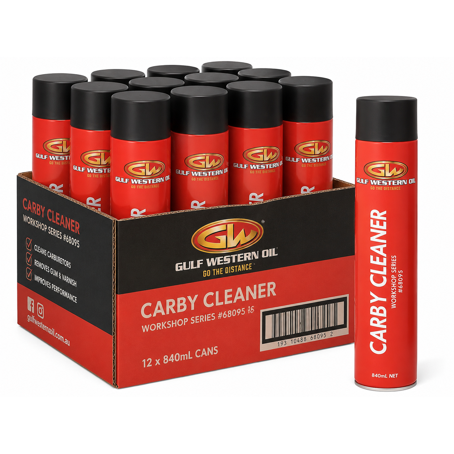Gulf Western Carby Cleaner Aerosol 840mL Workshop Series - (Carton of 12)