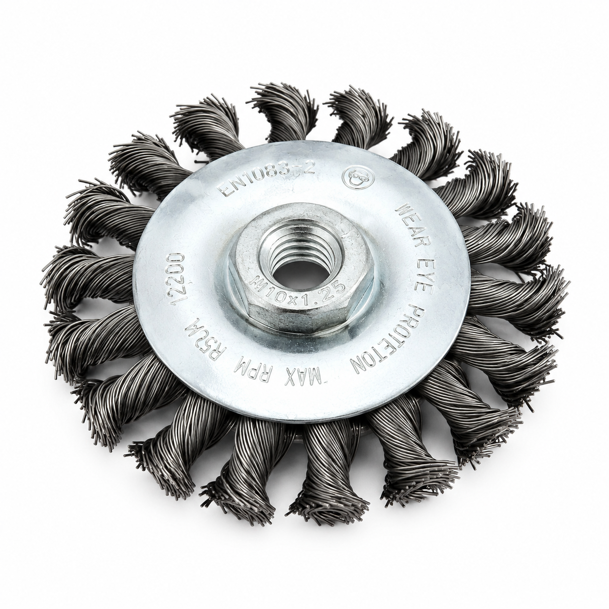 Flexovit 100mm Twist Knot Bevel Wire Brush M10 x 1.25 – 90530069