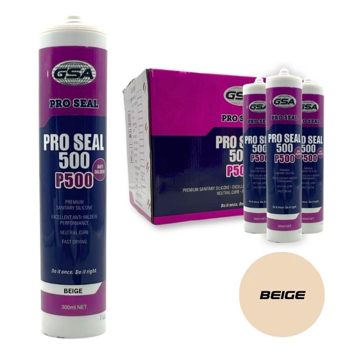 GSA Pro Seal 500 Neutral Cure Silicone, Beige (Box of 24) - South East Clearance Centre