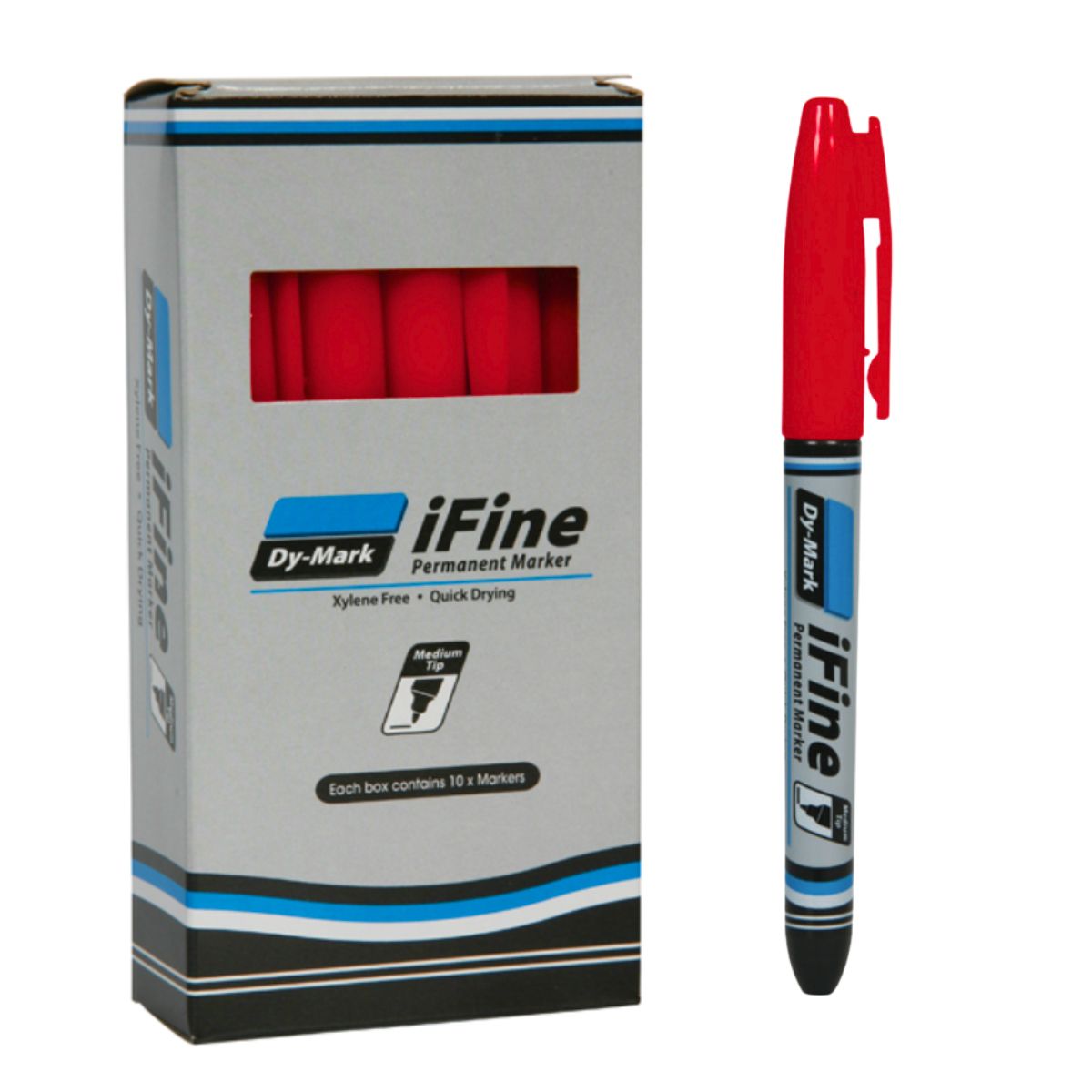 Dy-Mark iFine Ink Marker Red (Box of 10) - South East Clearance Centre