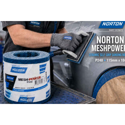 Norton MeshPower Ceramic Self-Grip Sanding Roll P180 – 115mm x 10m )