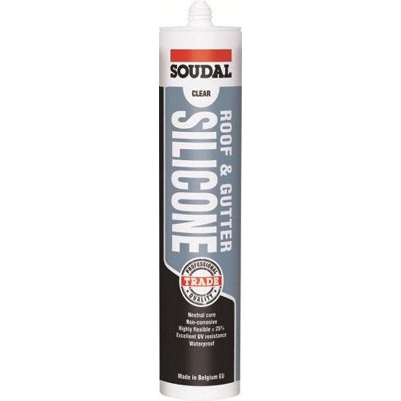 Soudal 127779 Trade Professional Roof & Gutter Silicone Clear 300ml (Box of 12) 128224