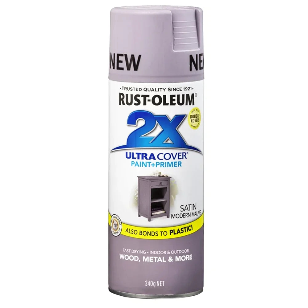 Rust-Oleum 349310 Paint & Primer 2x Ultra Cover Satin Spray | Modern Mauve - South East Clearance Centre