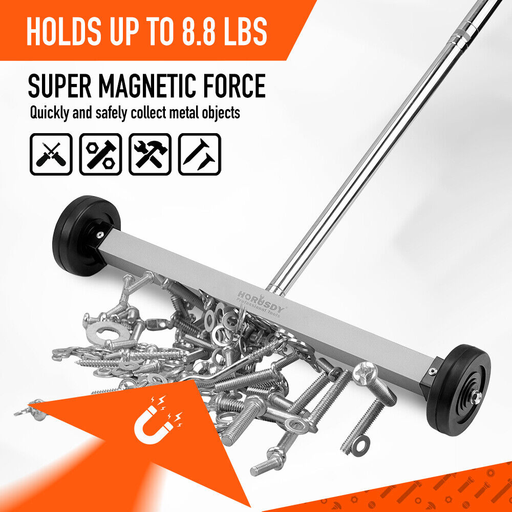 17inch Telescoping Magnetic Sweeper Magnet Broom Rolling Pick Up 8.8Lbs Workshop - South East Clearance Centre