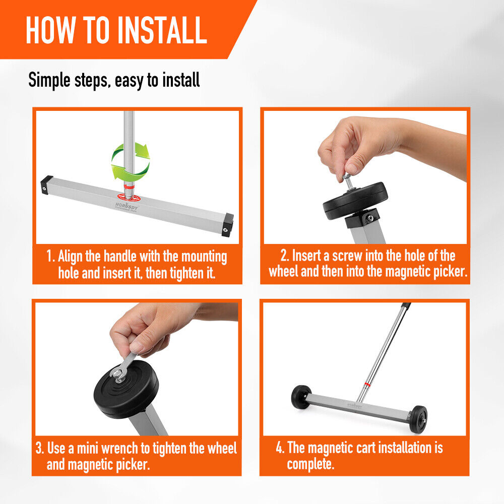 17inch Telescoping Magnetic Sweeper Magnet Broom Rolling Pick Up 8.8Lbs Workshop - South East Clearance Centre