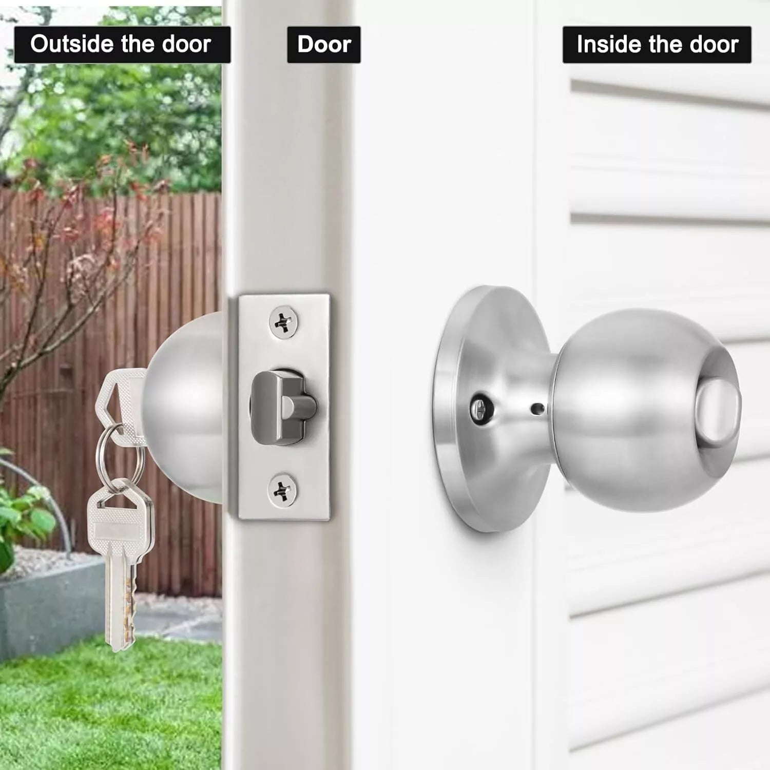 Privacy/Entrance Door lock set Round Door Handle Set - South East Clearance Centre