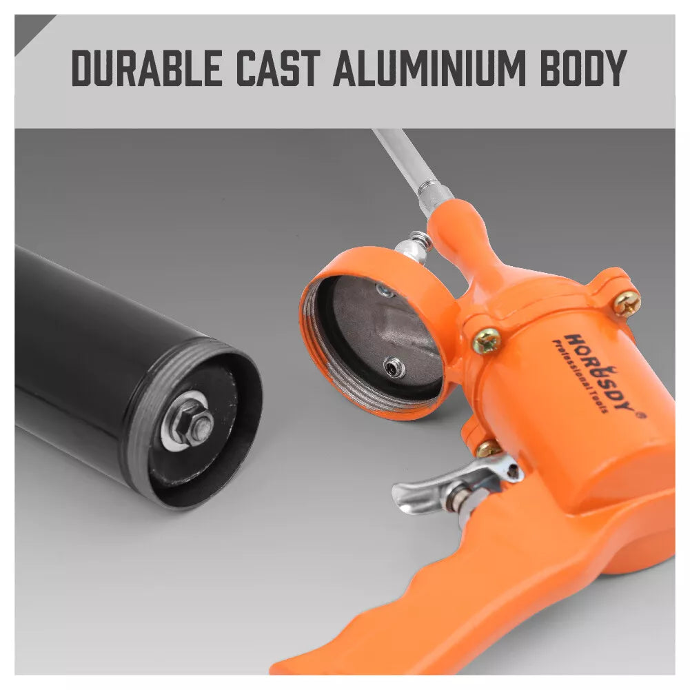 1/4" NPT Air Grease Gun Pneumatic 2400-6000PS Flexible Hose Extension Included - South East Clearance Centre