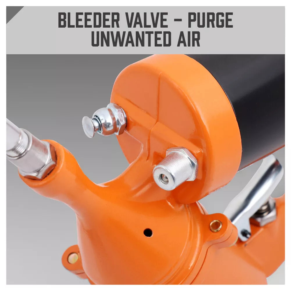 1/4" NPT Air Grease Gun Pneumatic 2400-6000PS Flexible Hose Extension Included - South East Clearance Centre