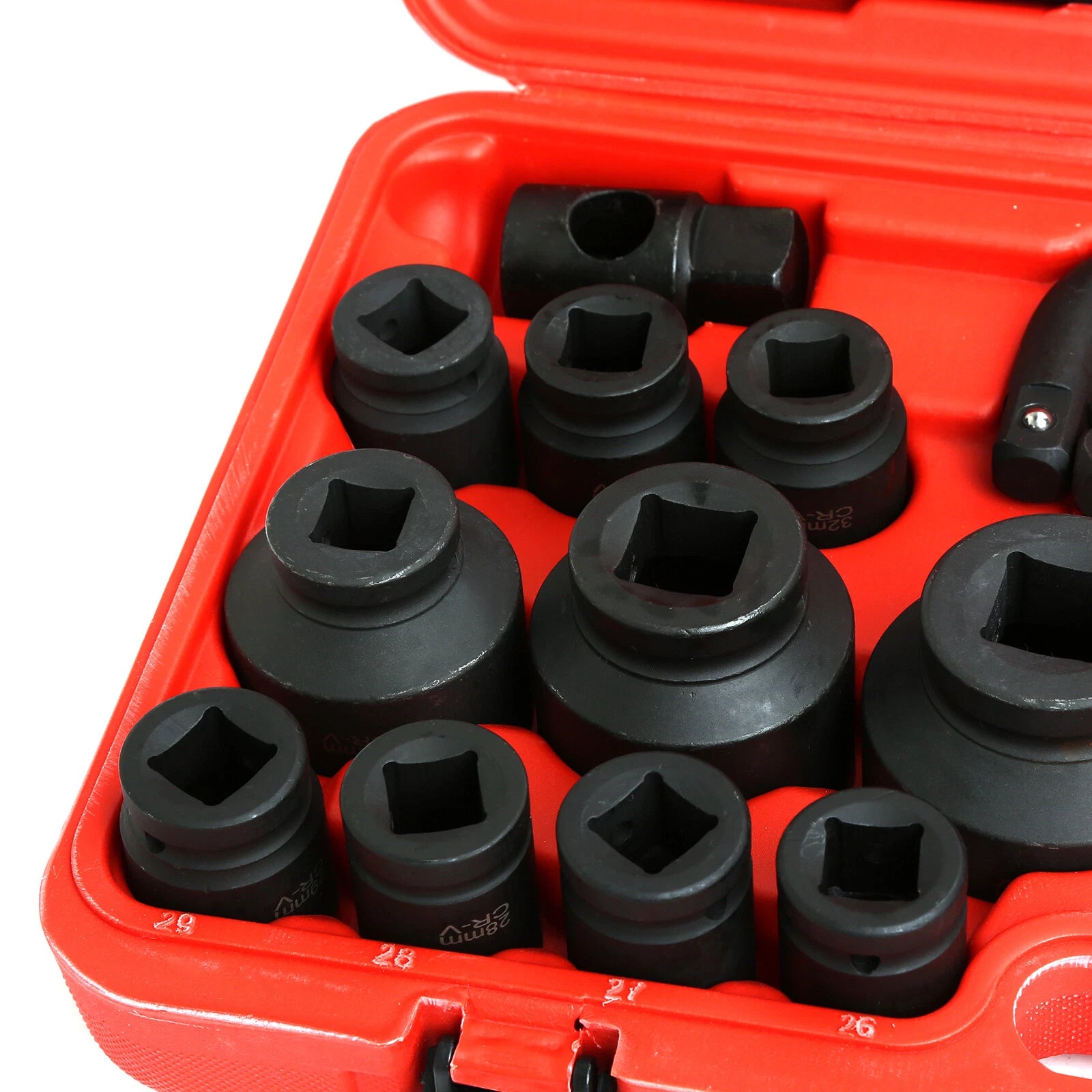 27pc 3/4" & 1" Drive Drive Impact Socket Sets Shallow Socket Assortment Metric 21mm to 65mm