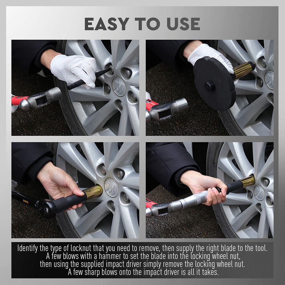 10Pc Wheel Lock Removal Tool Kit Wheel Locking Nut Key Remover Kit With Box - South East Clearance Centre